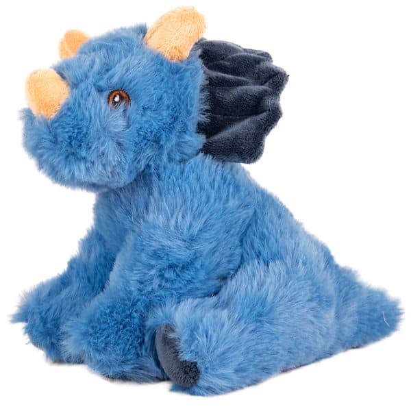 Triceratops pluche knuffel blauw zijaanzicht