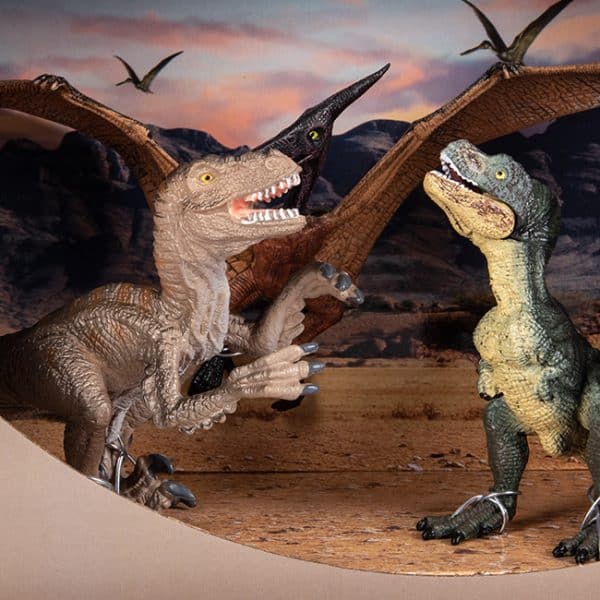 Dinosaurus speelset Velociraptor Pteranodon close-up